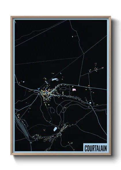 Une affiche de carte sur Courtalain