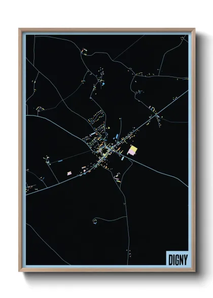 Une affiche de carte sur Digny