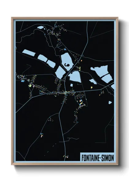 Une affiche de carte sur Fontaine-Simon
