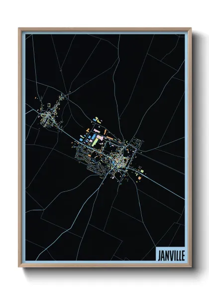 Une affiche de carte sur Janville
