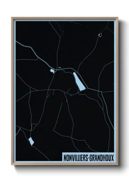 Une affiche de carte sur Nonvilliers-Grandhoux