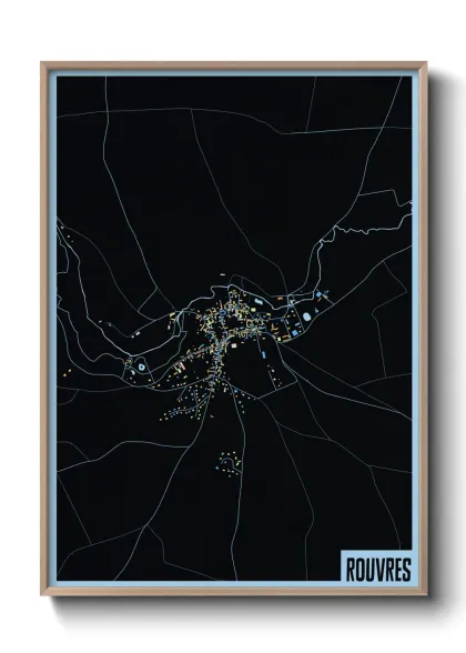 Une affiche de carte sur Rouvres