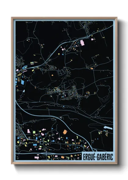 Une affiche de carte sur Ergué-Gabéric