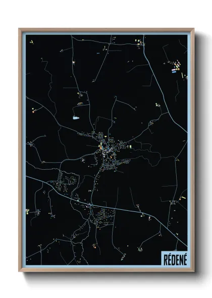 Une affiche de carte sur Rédené