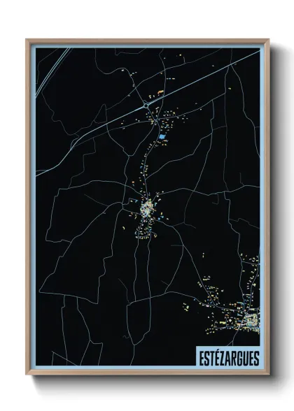 Une affiche de carte sur Estézargues