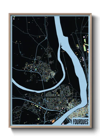 Une affiche de carte sur Fourques