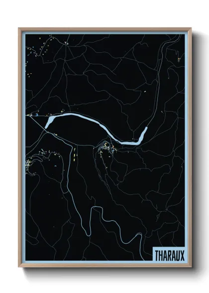 Une affiche de carte sur Tharaux