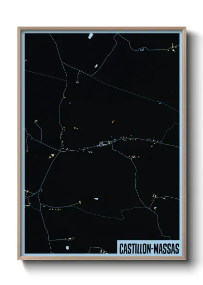 Une affiche de carte sur Castillon-Massas