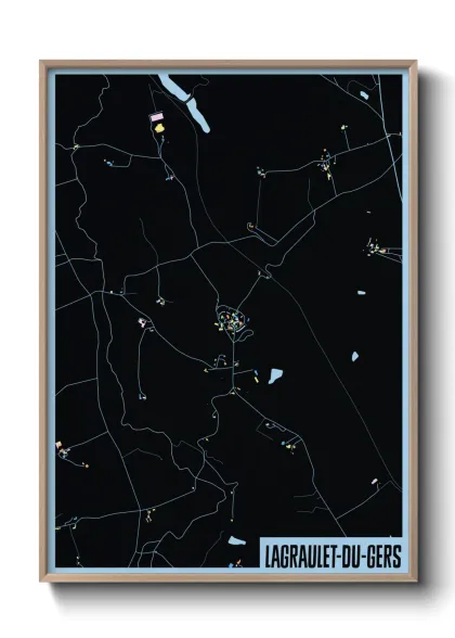 Une affiche de carte sur Lagraulet-du-Gers