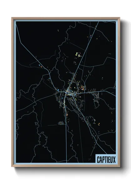Une affiche de carte sur Captieux