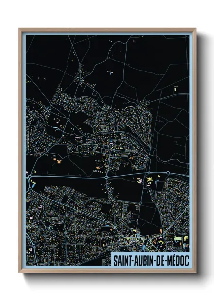 Une affiche de carte sur Saint-Aubin-de-Médoc