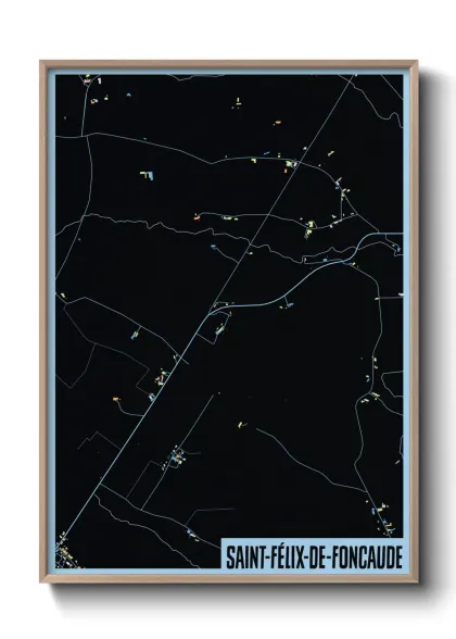 Une affiche de carte sur Saint-Félix-de-Foncaude