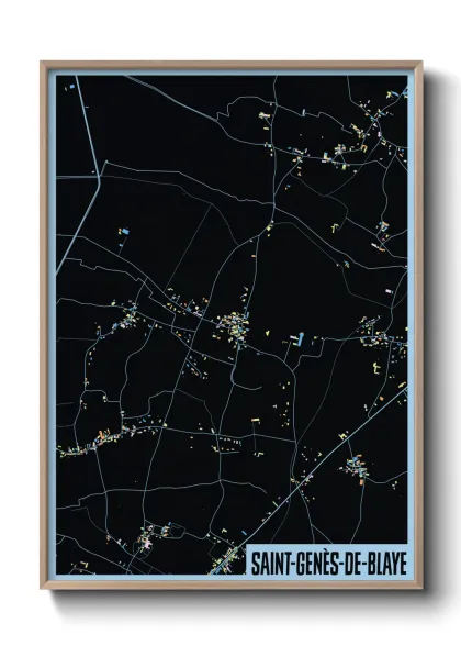 Une affiche de carte sur Saint-Genès-de-Blaye