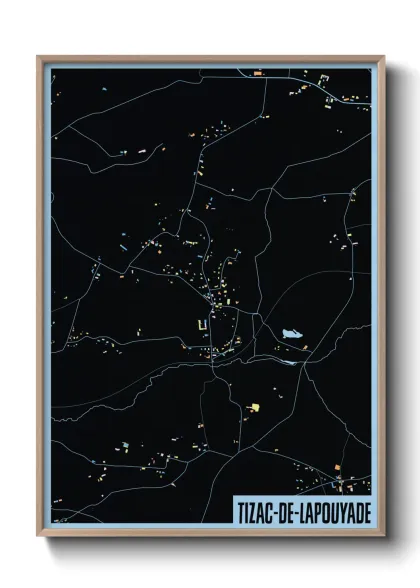 Une affiche de carte sur Tizac-de-Lapouyade