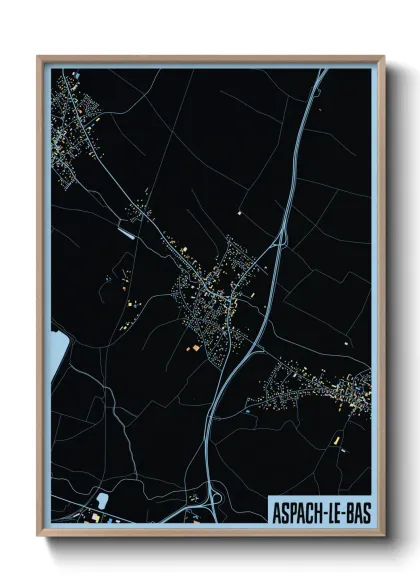 Une affiche de carte sur Aspach-le-Bas