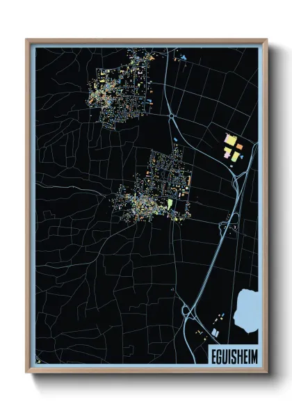 Une affiche de carte sur Eguisheim