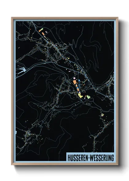 Une affiche de carte sur Husseren-Wesserling