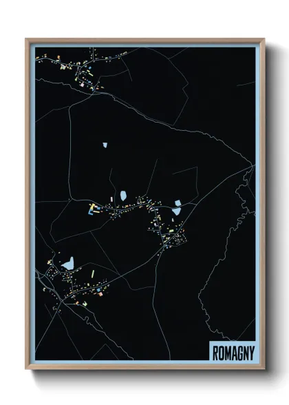 Une affiche de carte sur Romagny