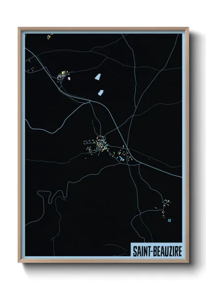 Une affiche de carte sur Saint-Beauzire