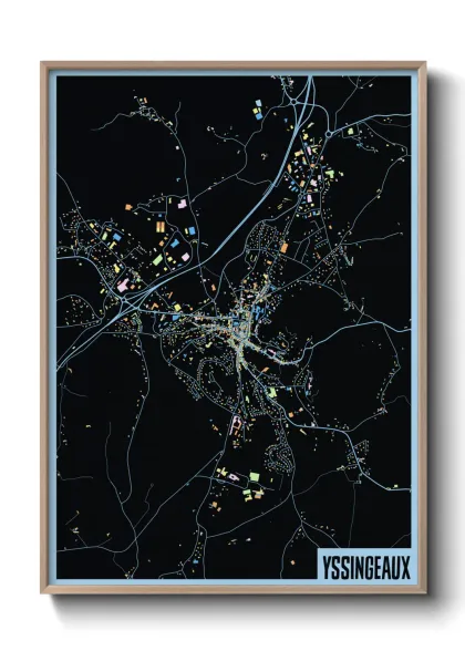 Une affiche de carte sur Yssingeaux