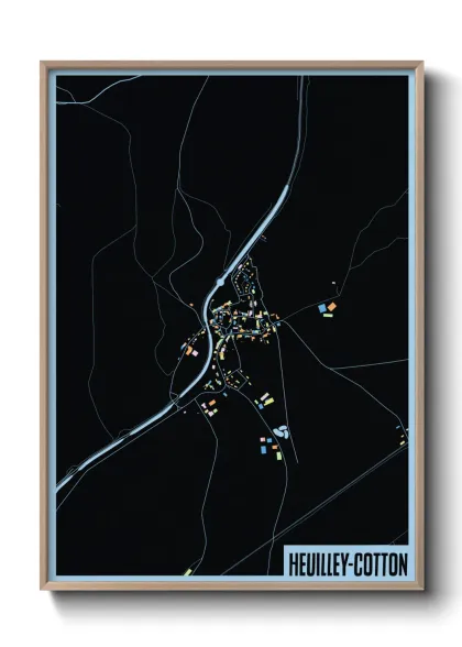 Une affiche de carte sur Heuilley-Cotton