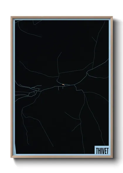 Une affiche de carte sur Thivet