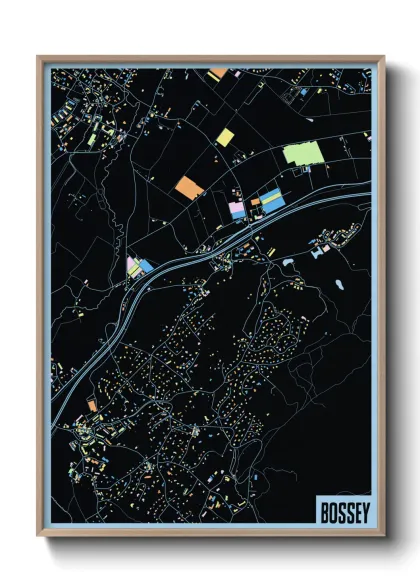Une affiche de carte sur Bossey