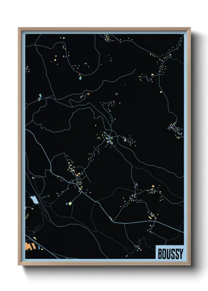 Une affiche de carte sur Boussy