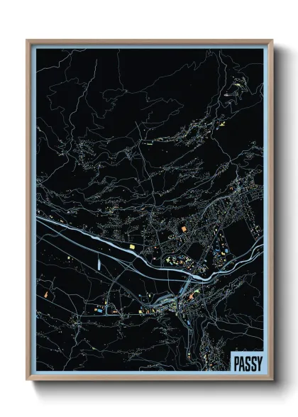 Une affiche de carte sur Passy