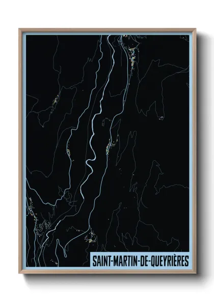 Une affiche de carte sur Saint-Martin-de-Queyrières