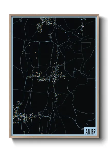 Une affiche de carte sur Allier