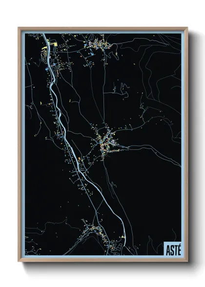 Une affiche de carte sur Asté