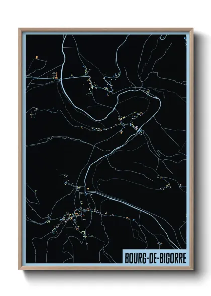 Une affiche de carte sur Bourg-de-Bigorre