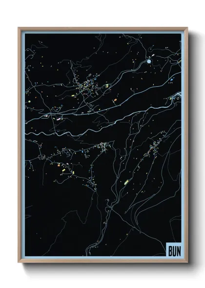 Une affiche de carte sur Bun