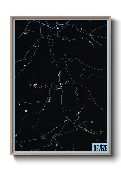 Une affiche de carte sur Devèze