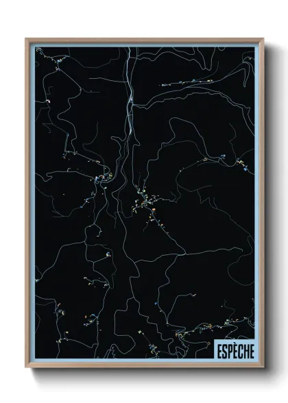 Une affiche de carte sur Espèche