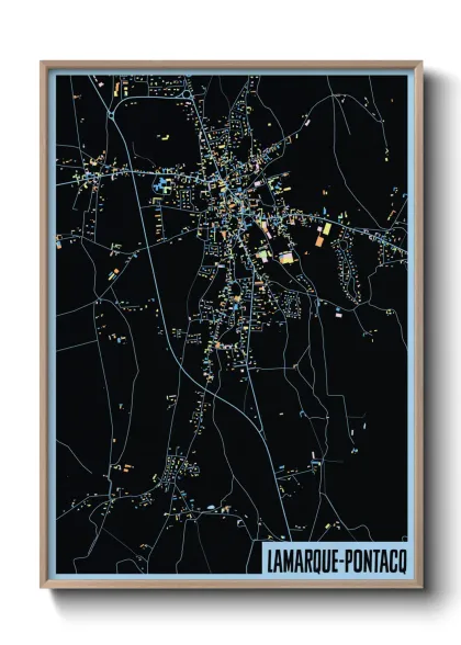 Une affiche de carte sur Lamarque-Pontacq