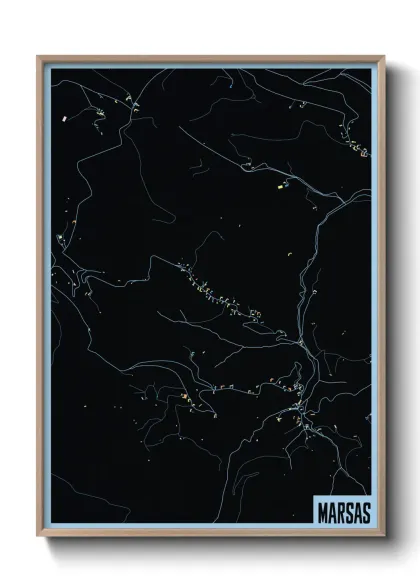 Une affiche de carte sur Marsas