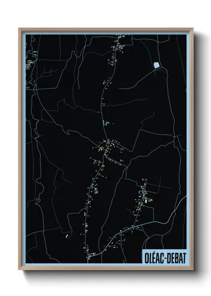 Une affiche de carte sur Oléac-Debat