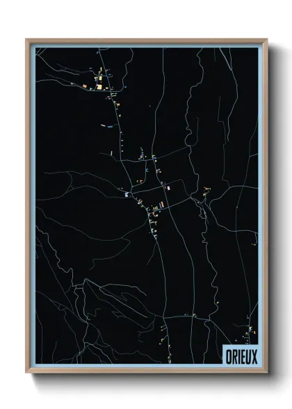 Une affiche de carte sur Orieux