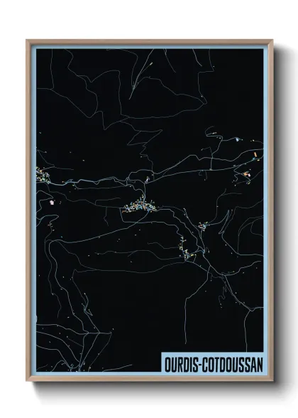 Une affiche de carte sur Ourdis-Cotdoussan