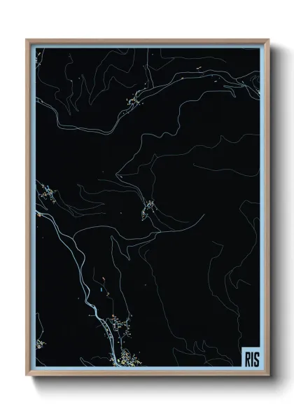 Une affiche de carte sur Ris