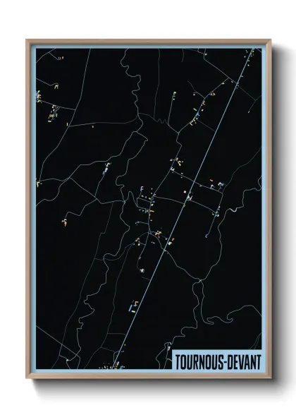 Une affiche de carte sur Tournous-Devant