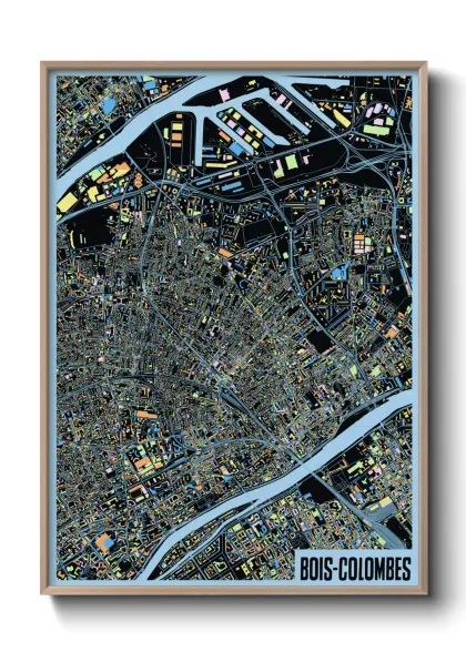 Une affiche de carte sur Bois-Colombes