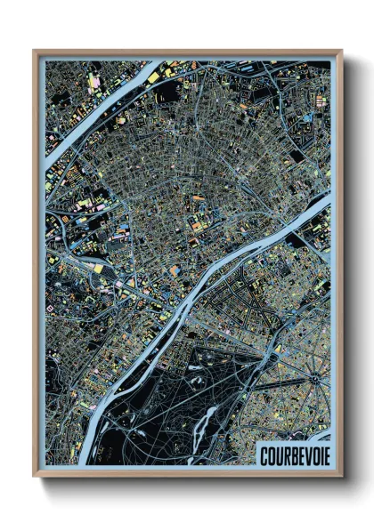 Une affiche de carte sur Courbevoie