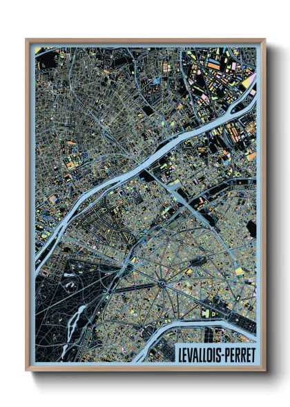 Une affiche de carte sur Levallois-Perret
