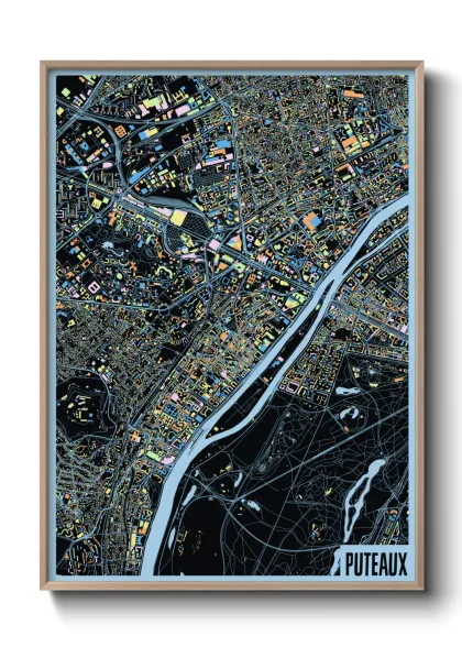 Une affiche de carte sur Puteaux