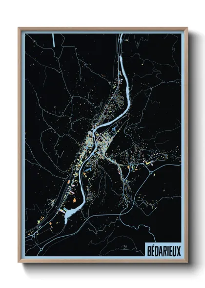 Une affiche de carte sur Bédarieux