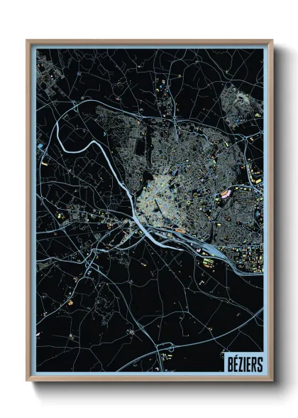 Une affiche de carte sur Béziers