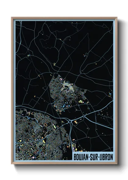 Une affiche de carte sur Boujan-sur-Libron